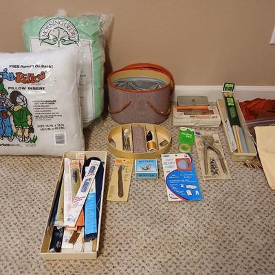 Vintage sewing basket with new zippers and other sewing notions