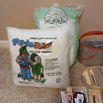 Vintage sewing basket with new zippers and other sewing notions