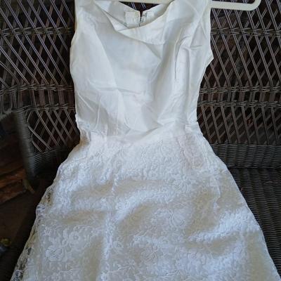 Vintage lacey dress - wedding dress with vintage La Regale beaded purse