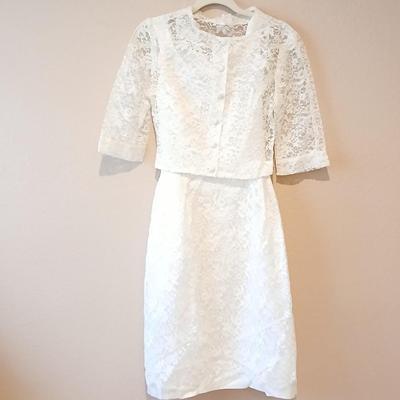 Vintage lacey dress - wedding dress with vintage La Regale beaded purse