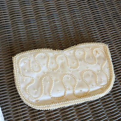 Vintage lacey dress - wedding dress with vintage La Regale beaded purse