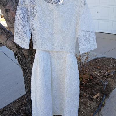 Vintage lacey dress - wedding dress with vintage La Regale beaded purse