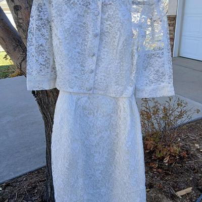 Vintage lacey dress - wedding dress with vintage La Regale beaded purse