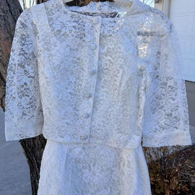 Vintage lacey dress - wedding dress with vintage La Regale beaded purse