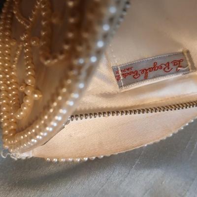 Vintage lacey dress - wedding dress with vintage La Regale beaded purse