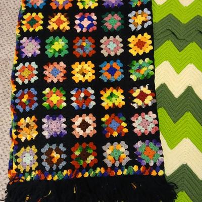 Two Handmade Crocheted Afghans