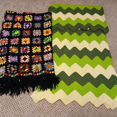 Two Handmade Crocheted Afghans