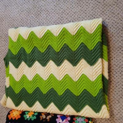 Two Handmade Crocheted Afghans