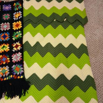 Two Handmade Crocheted Afghans