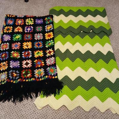 Two Handmade Crocheted Afghans