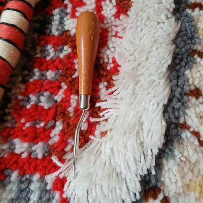 Indian chief hook rug wall hanging with Little Navajo Shepherd Danbury mint plate and a dream catcher