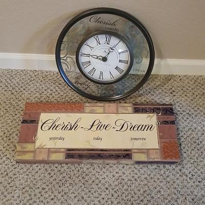 Canvas wall art Cherish - Live - Dream with a Cherish - Live - Dream wall clock