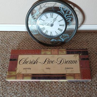 Canvas wall art Cherish - Live - Dream with a Cherish - Live - Dream wall clock