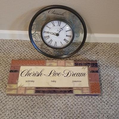 Canvas wall art Cherish - Live - Dream with a Cherish - Live - Dream wall clock