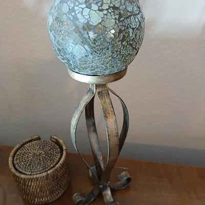 Metal framed Sterling & Noble Wall clock with candle sconces and wicker coasters