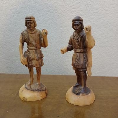 Two vintage olivewood carved Warriors