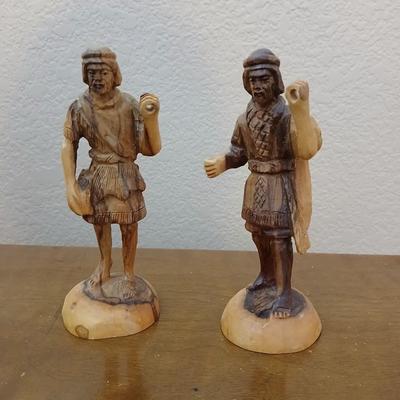 Two vintage olivewood carved Warriors
