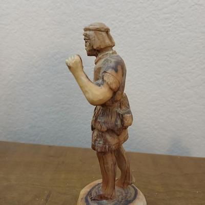 Two vintage olivewood carved Warriors