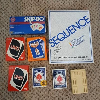 Games - cards - Sequence - Uno - Cribbage - Slip-bo and Phase 10