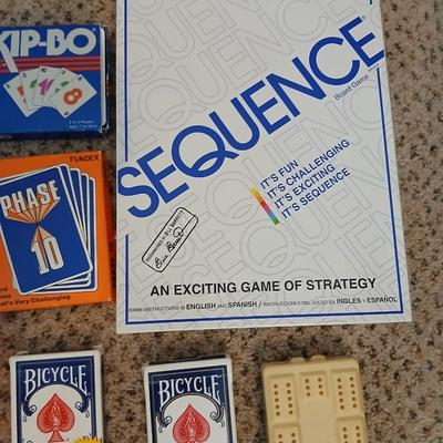 Games - cards - Sequence - Uno - Cribbage - Slip-bo and Phase 10