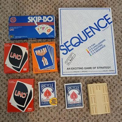 Games - cards - Sequence - Uno - Cribbage - Slip-bo and Phase 10