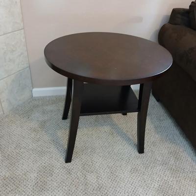 Two tone finish round end / side table (1 of 2)
