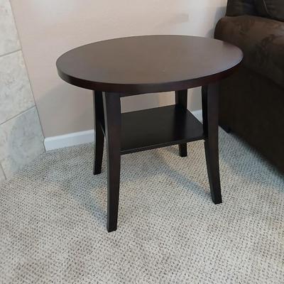 Two tone finish round end / side table (1 of 2)