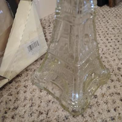 Large 9 picture photo frame with Eiffel tower glass decanter and a small decorative box