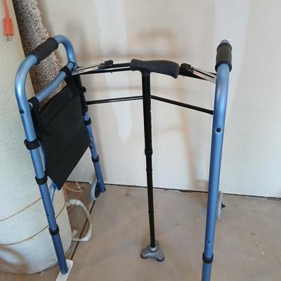 Nova folding walker with 5" wheels and an adjustable walking cane