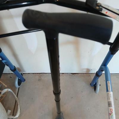 Nova folding walker with 5" wheels and an adjustable walking cane