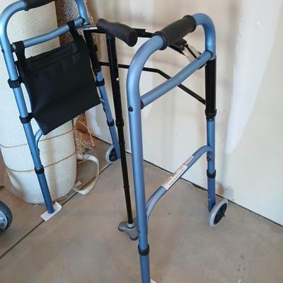 Nova folding walker with 5" wheels and an adjustable walking cane