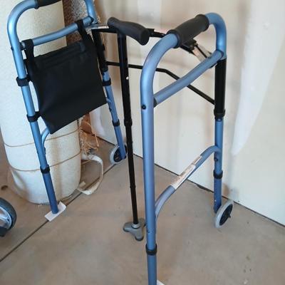 Nova folding walker with 5" wheels and an adjustable walking cane