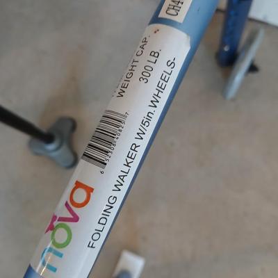 Nova folding walker with 5" wheels and an adjustable walking cane