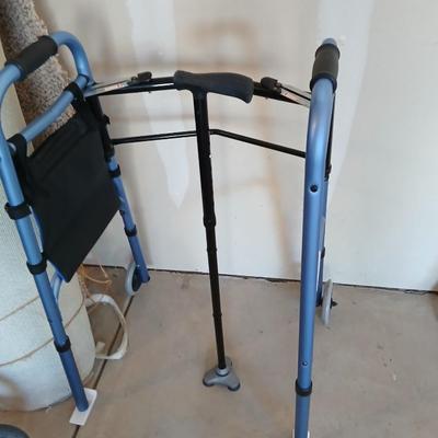 Nova folding walker with 5" wheels and an adjustable walking cane
