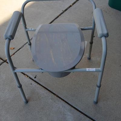 Mobility commode with an adjustable walking cane