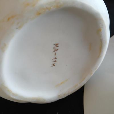 Antique China plates with a vase and a framed friends poem