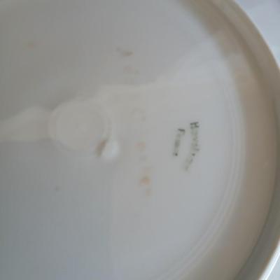 Antique China plates with a vase and a framed friends poem