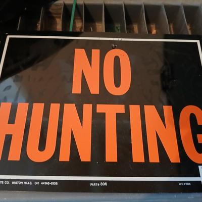 US Postal service Mailbox with two tin No hunting signs