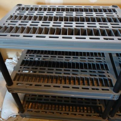 Three shelf plastic storage unit