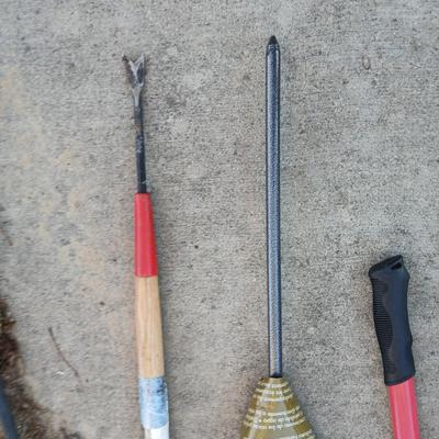 Yard and garden tools -whoppers - Trimmers - weed fork and a brand-new deep rod irrigation tool