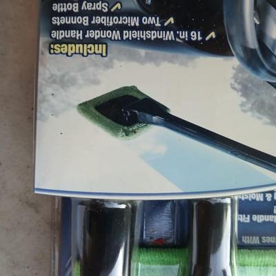 Automotive care / detailing rags, squeegee, Oreck 12-volt vacuum, wiper fluid, and more