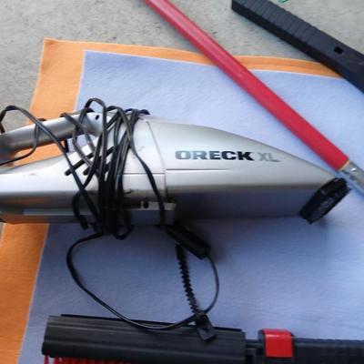 Automotive care / detailing rags, squeegee, Oreck 12-volt vacuum, wiper fluid, and more