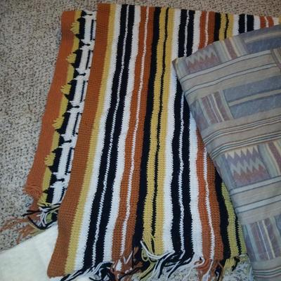Large bedspread - Afghan - and two other blankets