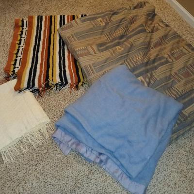 Large bedspread - Afghan - and two other blankets