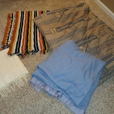 Large bedspread - Afghan - and two other blankets