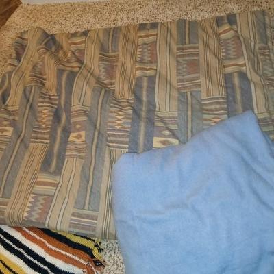 Large bedspread - Afghan - and two other blankets