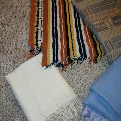 Large bedspread - Afghan - and two other blankets