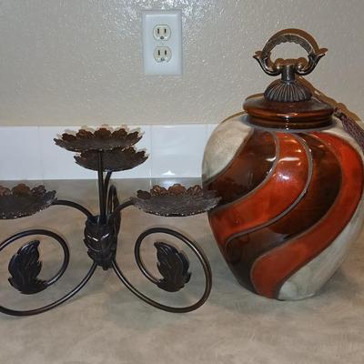 Large, lidded urn style vase with a candle holder