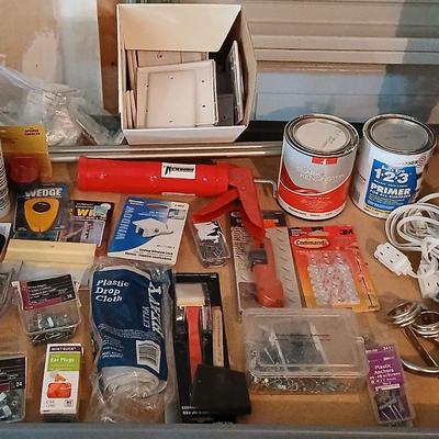 Household hardware - calking gun - hardware - small tools - hinges - stud finder - paint and more