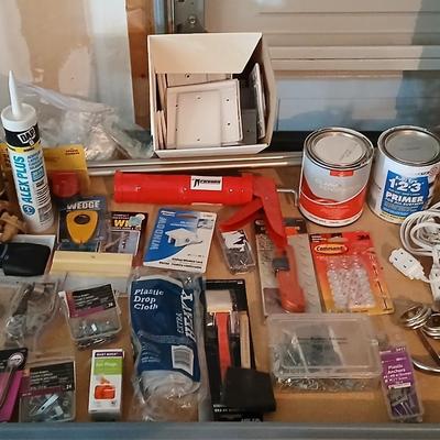 Household hardware - calking gun - hardware - small tools - hinges - stud finder - paint and more